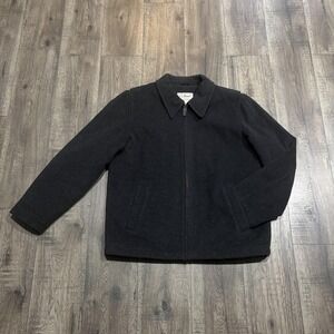 LL Bean Jacket Mens Large Gray Wool Full Zip Quilted Lined Insulated